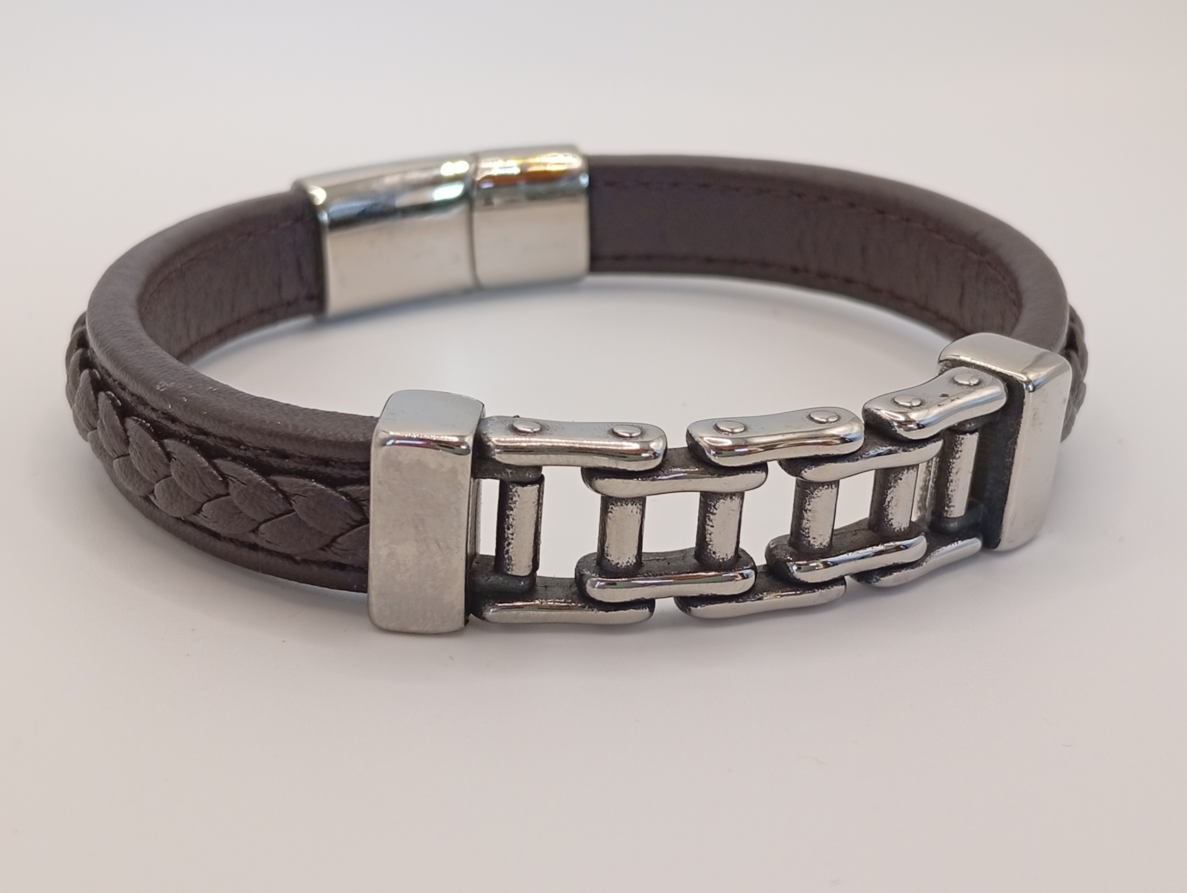 Imagen 7 de 9: Pulsera de acero y cuero