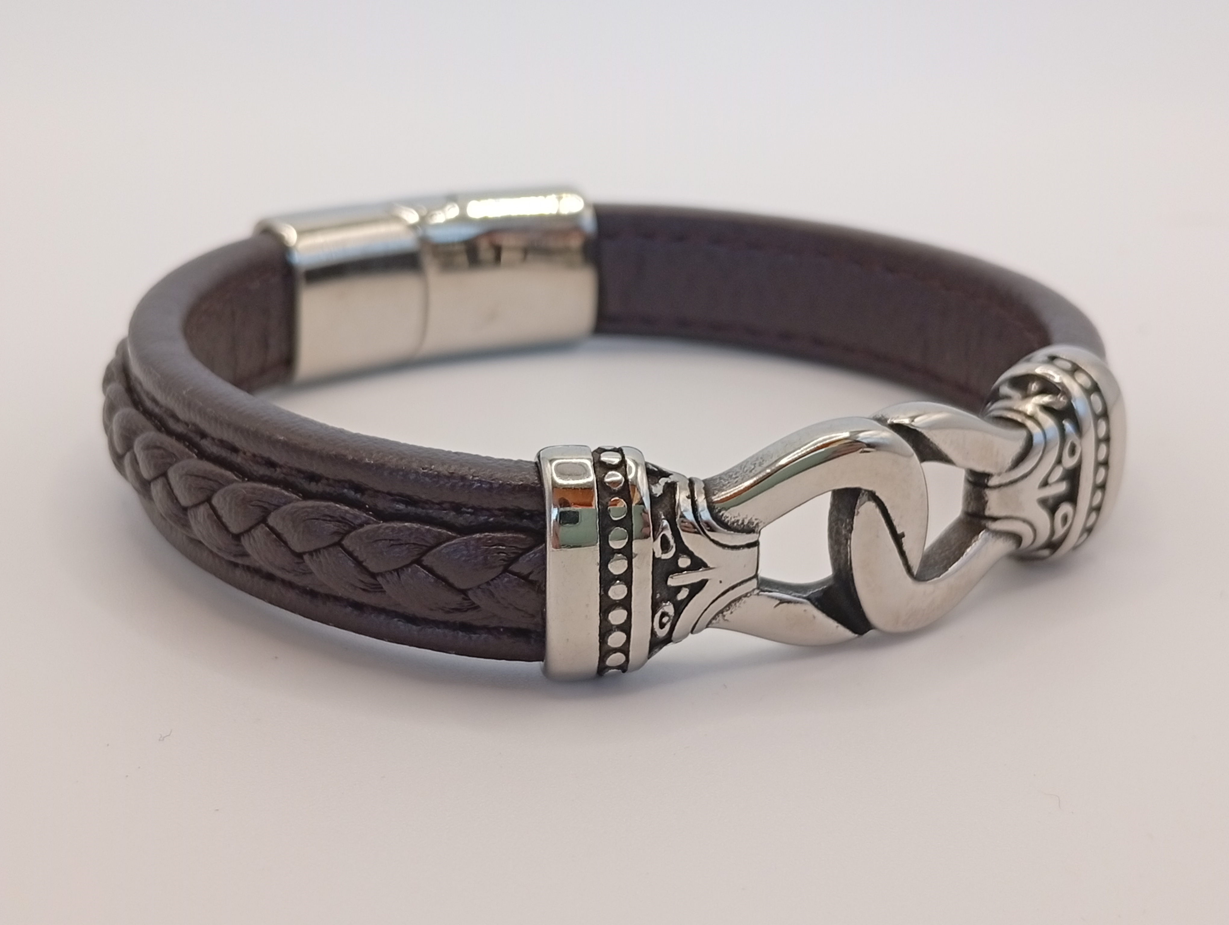 Imagen 2 de 9: Pulsera de acero y cuero