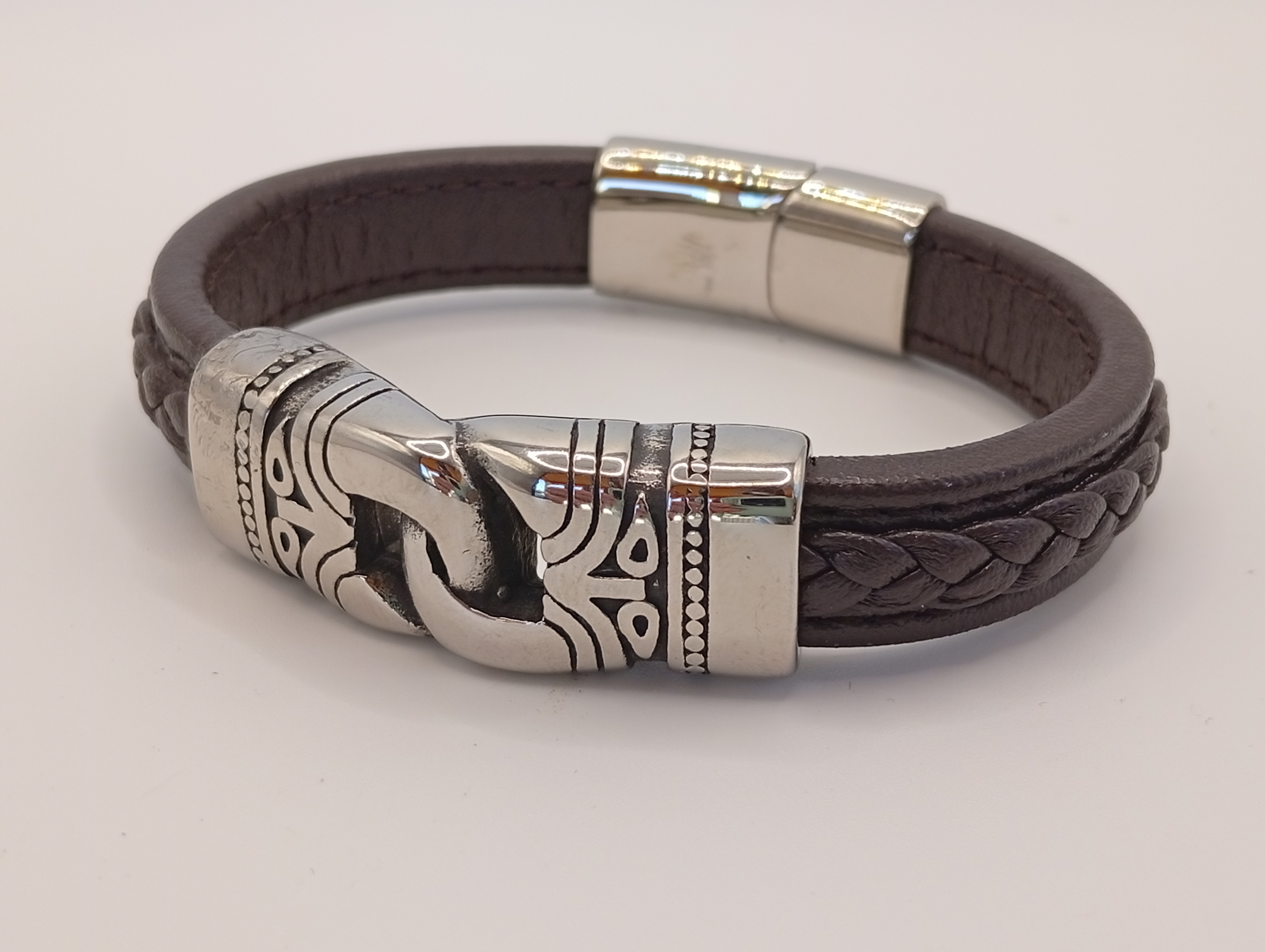 Imagen 3 de 9: Pulsera de acero y cuero