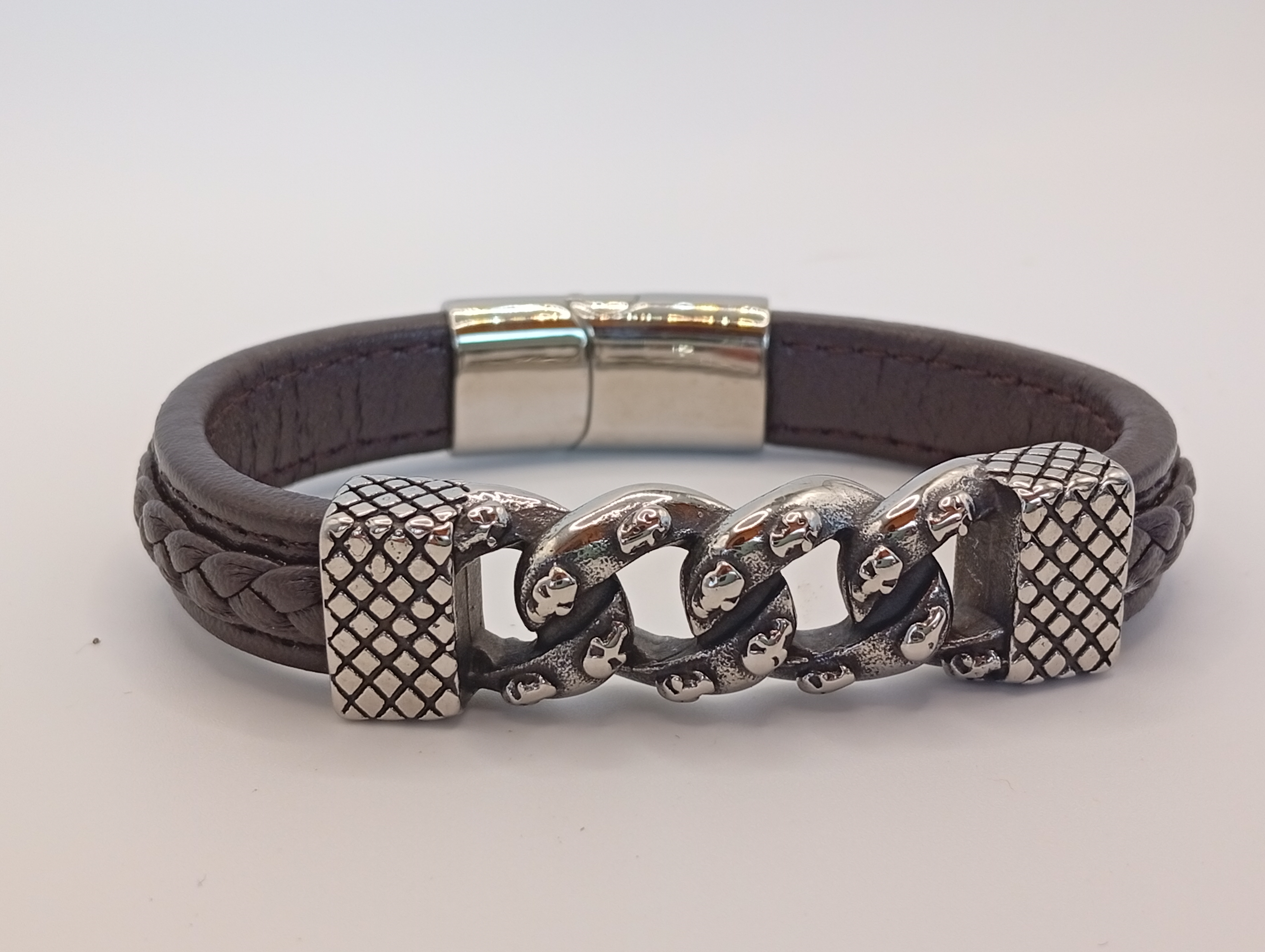 Imagen 5 de 9: Pulsera de acero y cuero