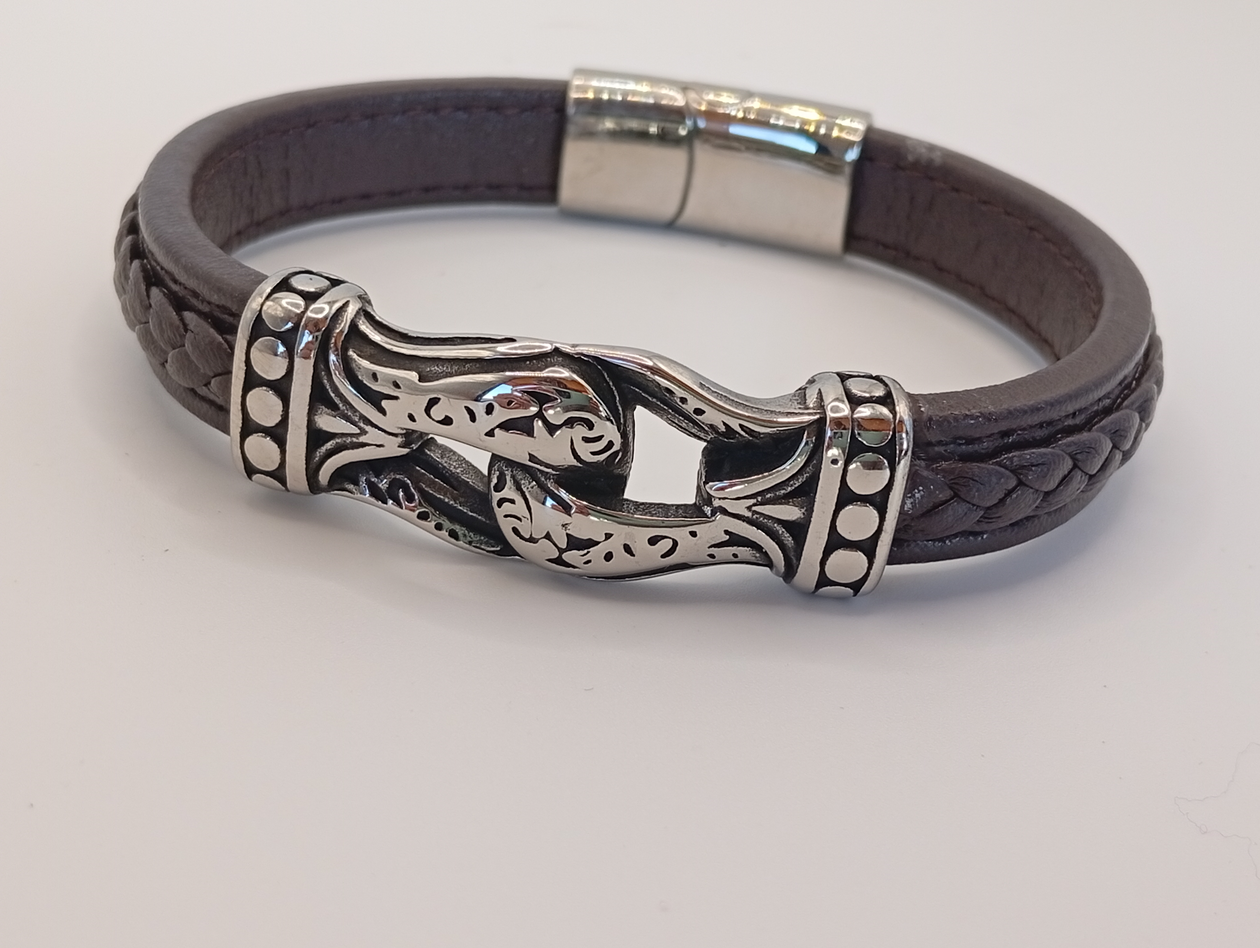 Imagen 4 de 9: Pulsera de acero y cuero